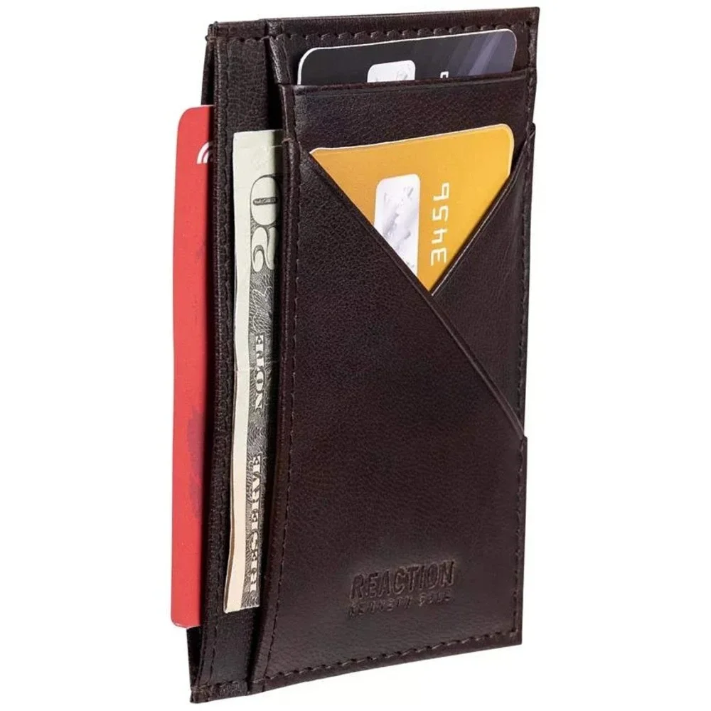 Kenneth Cole Reaction Mens Wallet Brown Leather RFID Protection